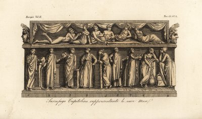 Sarcófago capitolino con bajorrelieve que representa a las Nueve Musas de Unknown artist