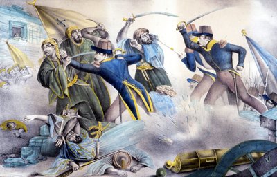 Captura de Constantina en Argelia en 1837 por el mariscal Valée. Litografía en color del siglo XIX. de Unknown artist