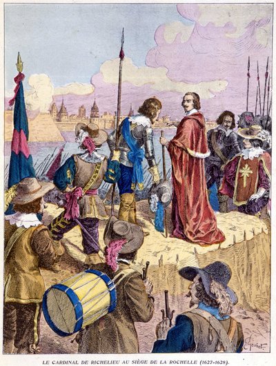 Cardenal Richelieu en el sitio de La Rochelle (1627 - 1628) de Unknown artist