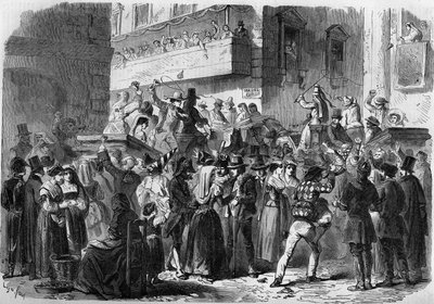 Carnaval de Roma basado en un dibujo de Gierdziejewski en 1858. de Unknown artist