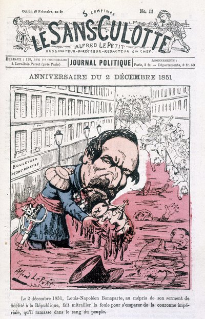 Caricatura sobre el golpe de estado de Napoleón III del 2 de diciembre de 1851 - en “Le sans-panlotte” de Unknown artist