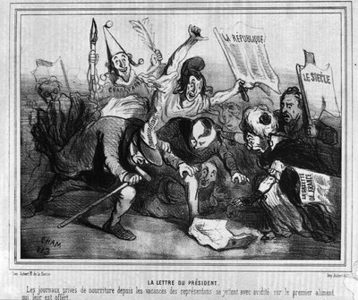 Caricatura sobre la campaña electoral para la primera elección presidencial del 10 de diciembre de 1848 con la Batalla de los Periódicos de Unknown artist