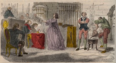 Caso del collar, el juicio (1785-1786): Jeanne de Valois-Saint-Remy, Condesa de La Motte ante el Parlamento de París. Grabado del siglo XIX. de Unknown artist
