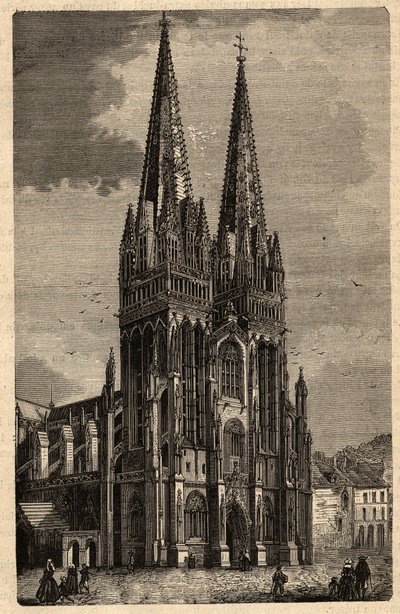 Catedral de Saint Corentin de Quimper. Grabado en 