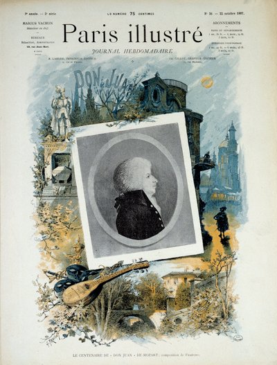 Centenario de Don Juan (Don Giovanni) de Mozart en 1787. Primera página de Ilustración de París, edición del 22 de octubre de 1887. Museo Carnavalet, París de Unknown artist