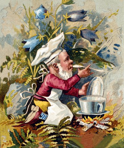 Personaje del enano o farfadet cocinero. Cromolitografía del siglo XIX de Unknown artist