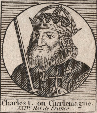 Carlomagno (Carolus Magnus, Carlos el Grande) (747-814) Rey de los Francos y Emperador Cristiano de Occidente - grabado de “Instruction sur l