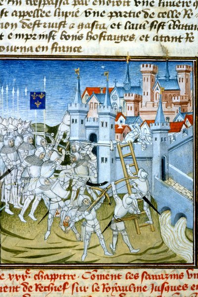 Carlos Martel en Poitiers, 732 - Miniatura del siglo XIV (ref. 512, 074r) Solicitar permiso a la Biblioteca Municipal de Toulouse de Unknown artist