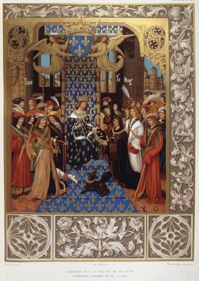Carlos VIII en medio de su corte - de una miniatura de Unknown artist