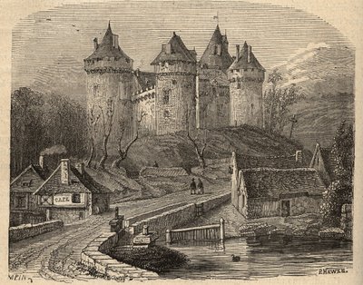 Chateau de Combourg - Ille-et-Vilaine, Bretaña - grabado en 