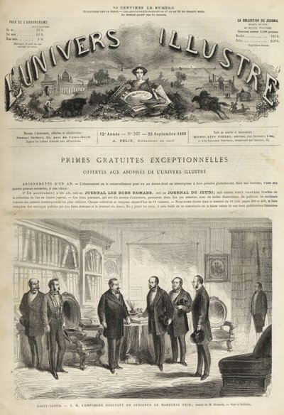 Chateau de Saint-Cloud Napoleón III recibiendo a Juan Prim (general y estadista español) de Unknown artist