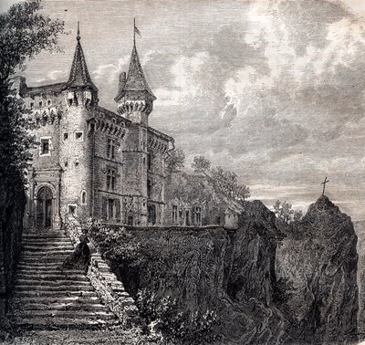 Castillo de la Rochelambert en Saint Paulien - Haute-Loire - Auvergne-Rhône-Alpes - grabado alrededor de 1867 de Unknown artist