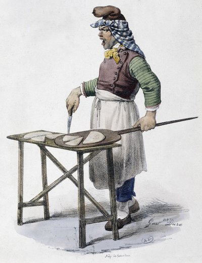 Vendedor de queso en Italia - litografía de Unknown artist