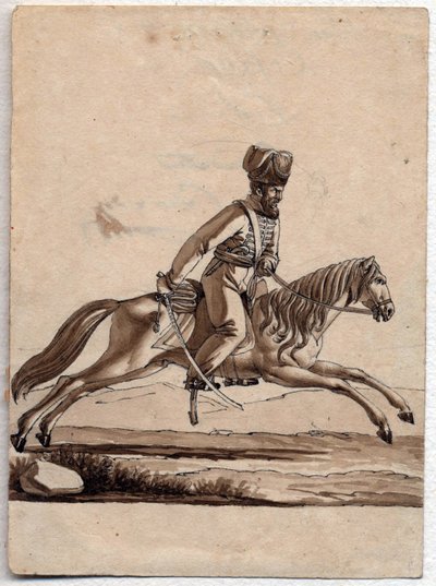 "Jefe (atamán) cosaco" Dibujo anónimo 1818 Dim 11,4x8,2 cm Colección privada de Unknown artist