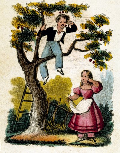 Recolección de cerezas - cromo, finales del siglo XIX de Unknown artist