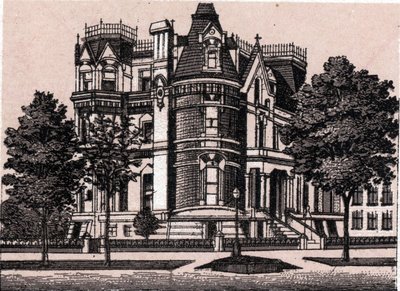 Chicago, Estados Unidos: vista desde la esquina de Prairie Avenue y la calle 22. en "El mundo ilustrado 168 vistas" Sin fecha (finales del siglo XIX) de Unknown artist