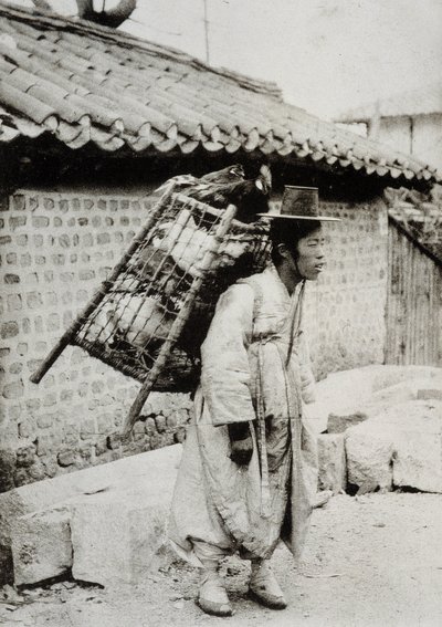 Vendedor de pollos, Corea, finales del siglo XIX de Unknown artist