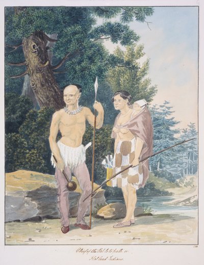 Jefe de los indios Pal-lo-to-path o Flathead, c.1843-50 (acuarela) de Unknown artist