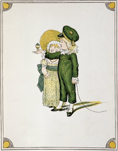 Niños jugando a la peonza - dibujo de Unknown artist