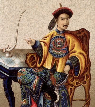 Aristócrata chino sentado fumando opio - sd siglo XIX de Unknown artist