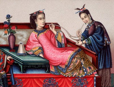 Aristócrata chino sentado fumando opio - s.d. siglo XIX de Unknown artist