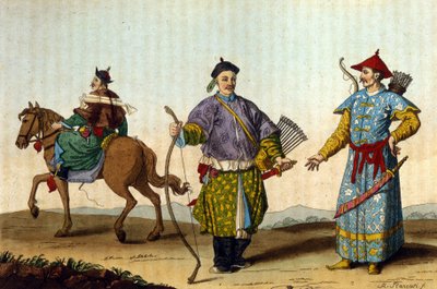 Mandarines militares chinos de diferentes épocas - en “El traje antiguo y moderno” de J. Ferrario, ed. Milán de Unknown artist