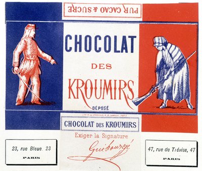 Chocolate de los Kroumirs. Etiqueta publicitaria de Unknown artist