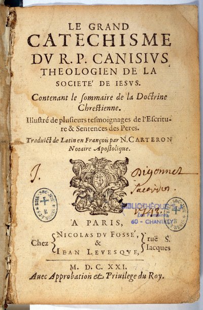 Religión cristiana: Portada del gran catecismo. Obra de Pierre Canisius (siglo XVII) de Unknown artist