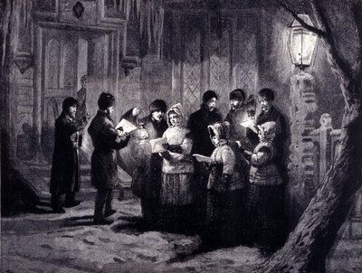Noche de Navidad en Canadá: lecturas y oraciones. Grabado del siglo XIX de Unknown artist