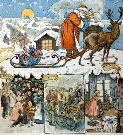 Costumbre navideña en varios países: Rusia, Alemania, Italia y Sudamérica. 1892 de Unknown artist