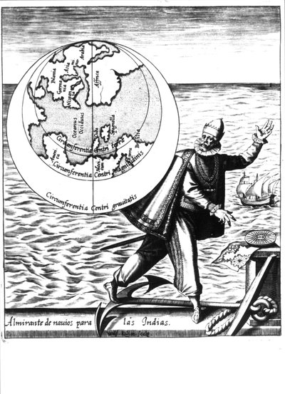 Cristóbal Colón en “Nova Tipus Transacto Navigatio Novi Orbi” por Philoponus Honorius de Unknown artist