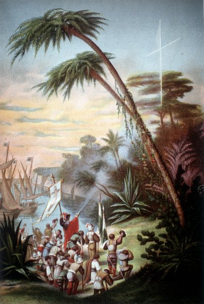 Cristóbal Colón llegó a San Salvador en 1492. de Unknown artist