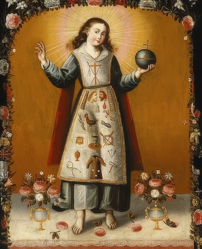 Niño Jesús con los símbolos de la Pasión de Unknown