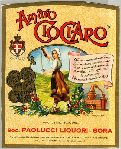 Anuncio de alcohol Ciociaro amaro (Cromolitografía, finales del siglo XIX) de Unknown artist