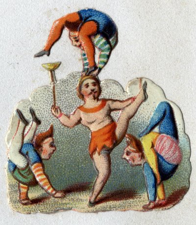 Circo: contorsionistas y equilibristas ejecutando un número. de Unknown artist