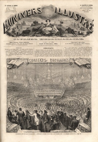 Circo Napoleón (actual circo de invierno, rue Amelot, París) - Concierto de Música Clásica el domingo 3 de noviembre de Unknown artist