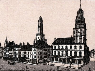 Ciudad de Calais: antiguo faro y ayuntamiento en "El Mundo Ilustrado 168 vistas". Sin fecha (finales del siglo XIX). de Unknown artist