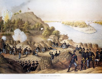 Guerra Civil (1861 - 1865), Guerra Civil Americana. Asedio de Vicksburg (en la frontera de Arkansas y Mississippi), la ciudad fue tomada por el General Grant (y los norteños), la ciudad cayó después de cuarenta días de asedio (19 de mayo al 4 de julio) de Unknown artist
