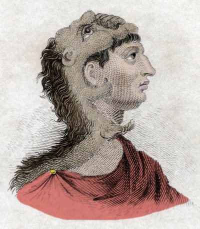 Civilización de la Antigüedad: Retrato del rey Filipo II de Macedonia (382-336 a.C.), padre de Alejandro Magno. Grabado del siglo XIX de Unknown artist