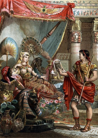 Cleopatra (69-30 a.C.) Reina de Egipto. con Marco Antonio (83-30 a.C.) Grabado de 1881 de Unknown artist