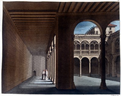 Claustro de los Dominicos en Valladolid. Litografía del siglo XIX. de Unknown artist