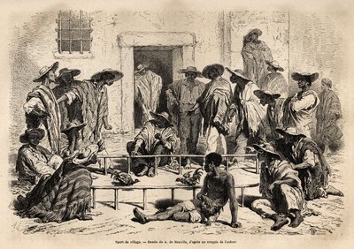 Pelea de gallos en el pueblo de Marinilla (región de Magdalena, Colombia) de Unknown artist