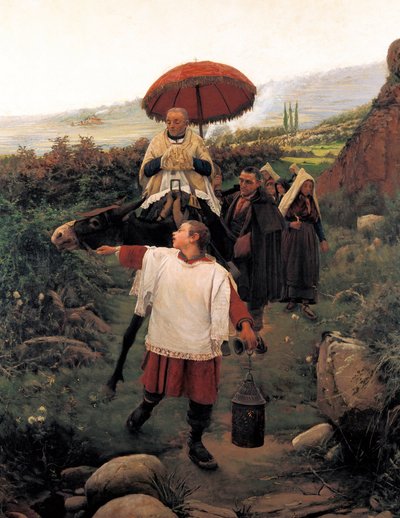"Combregar a Muntanya" Cortejo religioso en una montaña de Unknown artist
