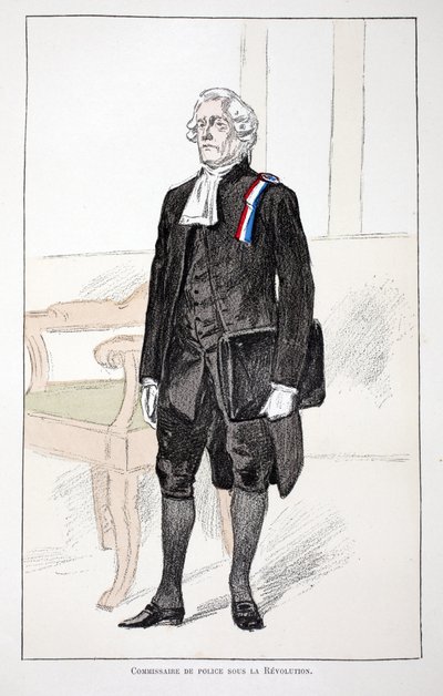 Comisario de Policía durante la Revolución (1789-1799). Ilustración de “Histoire du corps des gardiens de la paix” de Unknown artist