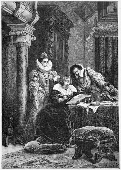 Concini, Leonore Galigai y María de Médici. Grabado en “Histoire de France” desde los tiempos más remotos hasta 1789 por M. Guizot de Unknown artist
