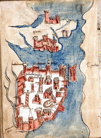 Constantinopla, mapa manuscrito de Venecia del siglo XV de Unknown artist