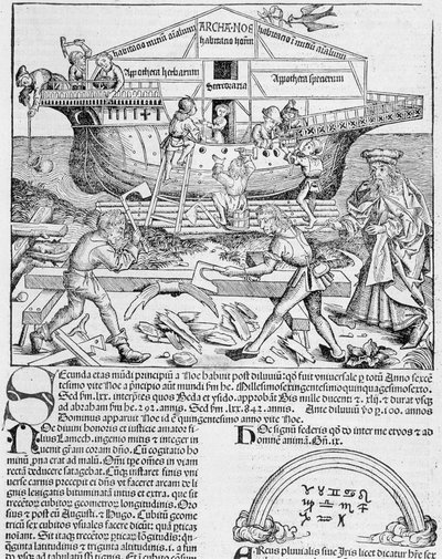 Construcción del Arca de Noé - en Crónica de Núremberg de Unknown artist