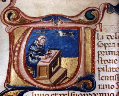 Monje copista. Manuscrito del siglo XIII. Biblioteca Trivulziana, Milán de Unknown artist