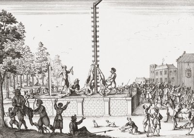 Cadáveres de Johan y Cornelis de Witt colgados en la horca. de Unknown artist