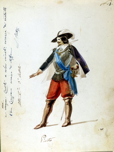 Vestuario para el personaje de Arrigo en la ópera “Giovanna de Guzman” nombre de la primera representación de las Vísperas Sicilianas (I vespri siciliani) compuesta por Giuseppe Verdi. Vestuario anónimo hecho para el Teatro Scala en Milán en 1856. de Unknown artist